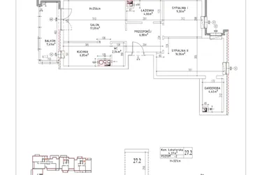 Rzut - Mieszkanie na sprzedaż 3 pokoje o powierzchni 67,33 m² - numer M-18 w Nałęczowska