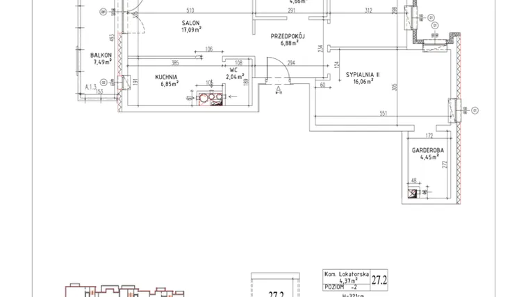 Rzut - Mieszkanie na sprzedaż 3 pokoje o powierzchni 67,33 m² - numer M-18 w Nałęczowska