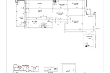 Rzut - Mieszkanie na sprzedaż 3 pokoje o powierzchni 67,43 m² - numer M-21 w Nałęczowska