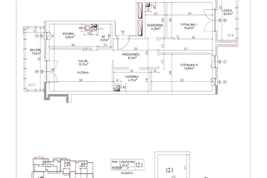 Rzut - Mieszkanie na sprzedaż 3 pokoje o powierzchni 72,87 m² - numer M-22 w Nałęczowska