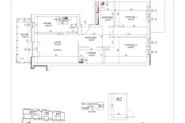 Rzut - Mieszkanie na sprzedaż 3 pokoje o powierzchni 72,59 m² - numer M-25 w Nałęczowska