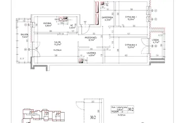 Rzut - Mieszkanie na sprzedaż 3 pokoje o powierzchni 72,98 m² - numer M-28 w Nałęczowska