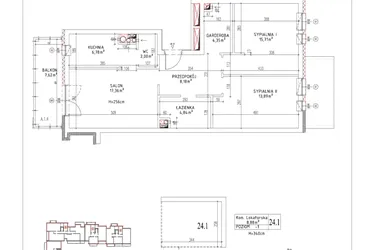 Rzut - Mieszkanie na sprzedaż 3 pokoje o powierzchni 73,11 m² - numer M-31 w Nałęczowska
