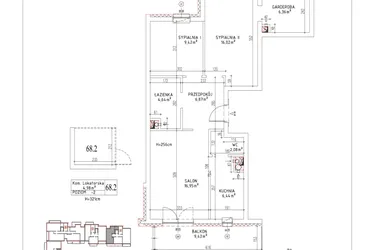 Rzut - Mieszkanie na sprzedaż 3 pokoje o powierzchni 68,78 m² - numer M-97 w Nałęczowska