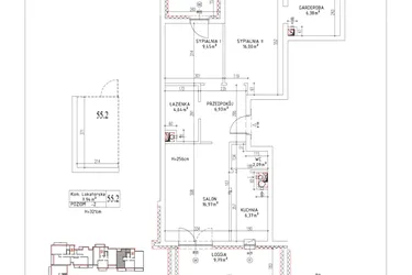 Rzut - Mieszkanie na sprzedaż 3 pokoje o powierzchni 68,83 m² - numer M-100 w Nałęczowska