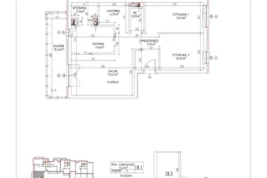 Rzut - Mieszkanie na sprzedaż 3 pokoje o powierzchni 64,27 m² - numer M-24 w Nałęczowska