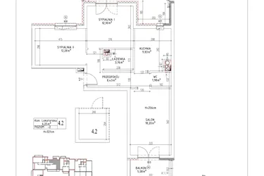Rzut - Mieszkanie na sprzedaż 3 pokoje o powierzchni 67,38 m² - numer M-43 w Nałęczowska
