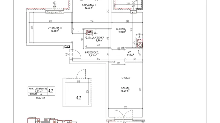 Rzut - Mieszkanie na sprzedaż 3 pokoje o powierzchni 67,38 m² - numer M-43 w Nałęczowska