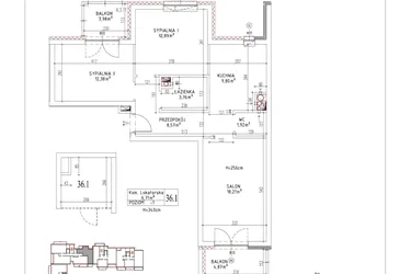 Rzut - Mieszkanie na sprzedaż 3 pokoje o powierzchni 67,53 m² - numer M-51 w Nałęczowska