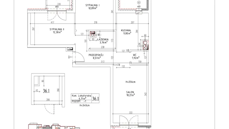 Rzut - Mieszkanie na sprzedaż 3 pokoje o powierzchni 67,53 m² - numer M-51 w Nałęczowska