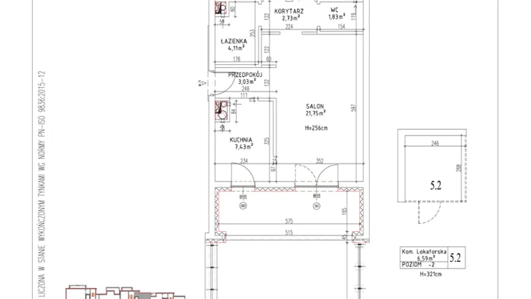 Rzut - Mieszkanie na sprzedaż 3 pokoje o powierzchni 67,47 m² - numer M-71 w Nałęczowska