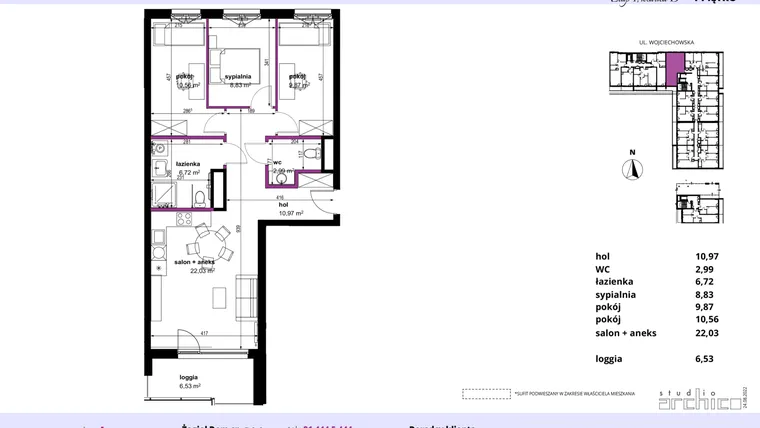 Rzut - Mieszkanie na sprzedaż 4 pokoje o powierzchni 71,48 m² - numer 63 w Wojciechowska Square