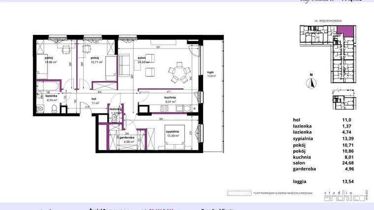 Rzut - Mieszkanie na sprzedaż 4 pokoje o powierzchni 89,69 m² - numer 64 w Wojciechowska Square