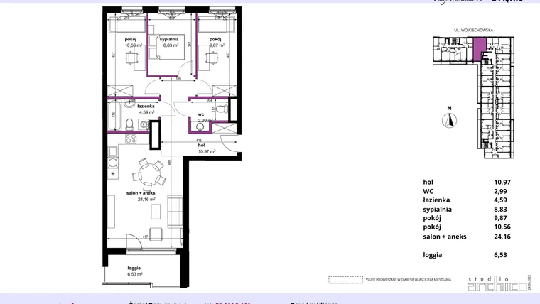 Rzut - Mieszkanie na sprzedaż 4 pokoje o powierzchni 71,77 m² - numer 70 w Wojciechowska Square