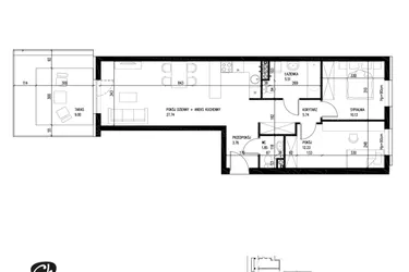 Rzut - Mieszkanie na sprzedaż 3 pokoje o powierzchni 66,96 m² - numer B18-4 w Leonówka vol. 2