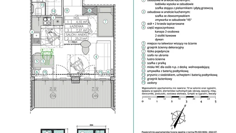 Rzut - Mieszkanie na sprzedaż 1 pokój o powierzchni 36,68 m² - numer A.1.8N w Remedium