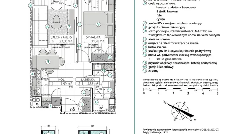 Rzut - Mieszkanie na sprzedaż 2 pokoje o powierzchni 42,05 m² - numer A.2.1 w Remedium
