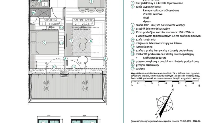 Rzut - Mieszkanie na sprzedaż 2 pokoje o powierzchni 42,84 m² - numer A.2.7 w Remedium