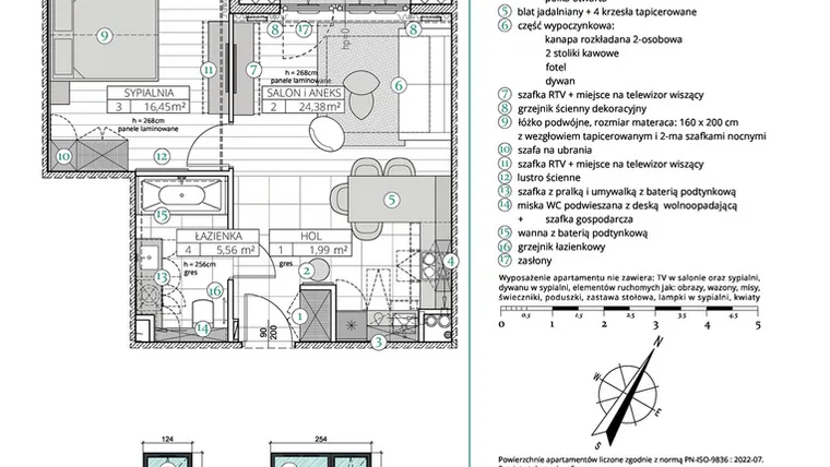 Rzut - Mieszkanie na sprzedaż 2 pokoje o powierzchni 48,38 m² - numer A.2.19 w Remedium
