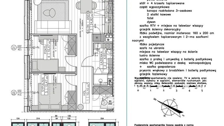 Rzut - Mieszkanie na sprzedaż 3 pokoje o powierzchni 60,46 m² - numer A.3.2 w Remedium