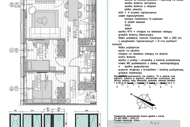 Rzut - Mieszkanie na sprzedaż 3 pokoje o powierzchni 60,46 m² - numer A.3.2 w Remedium