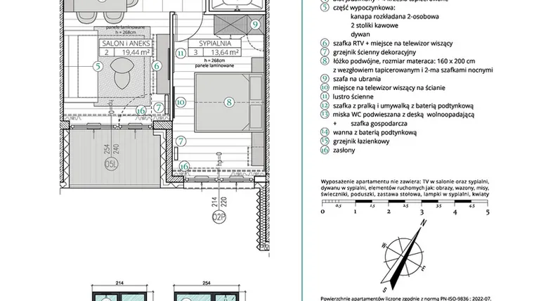 Rzut - Mieszkanie na sprzedaż 2 pokoje o powierzchni 41,93 m² - numer A.3.11 w Remedium