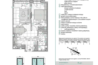 Rzut - Mieszkanie na sprzedaż 2 pokoje o powierzchni 42,05 m² - numer A.4.1 w Remedium