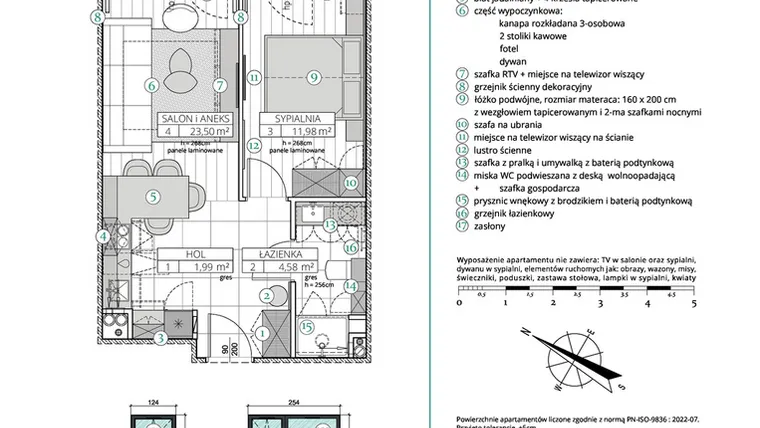 Rzut - Mieszkanie na sprzedaż 2 pokoje o powierzchni 42,05 m² - numer A.4.1 w Remedium