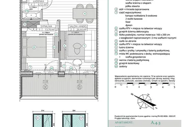 Rzut - Mieszkanie na sprzedaż 2 pokoje o powierzchni 49,46 m² - numer A.4.3 w Remedium