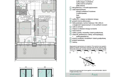 Rzut - Mieszkanie na sprzedaż 2 pokoje o powierzchni 42,87 m² - numer A.4.5 w Remedium