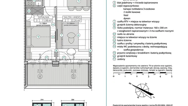 Rzut - Mieszkanie na sprzedaż 2 pokoje o powierzchni 42,87 m² - numer A.4.5 w Remedium
