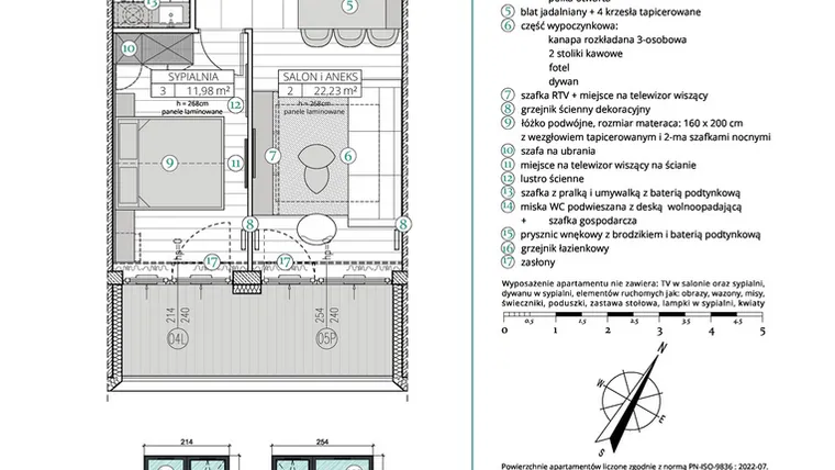 Rzut - Mieszkanie na sprzedaż 2 pokoje o powierzchni 42,84 m² - numer A.4.7 w Remedium