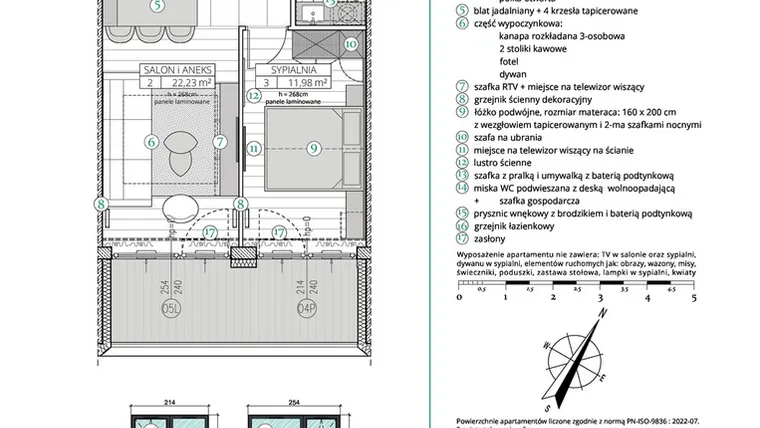 Rzut - Mieszkanie na sprzedaż 2 pokoje o powierzchni 42,84 m² - numer A.4.8 w Remedium