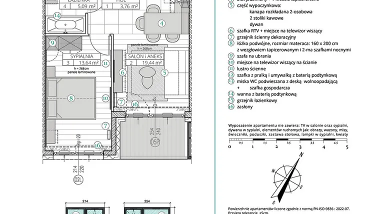 Rzut - Mieszkanie na sprzedaż 2 pokoje o powierzchni 41,93 m² - numer A.4.10 w Remedium