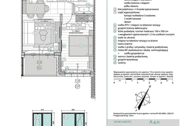 Rzut - Mieszkanie na sprzedaż 2 pokoje o powierzchni 41,93 m² - numer A.4.11 w Remedium