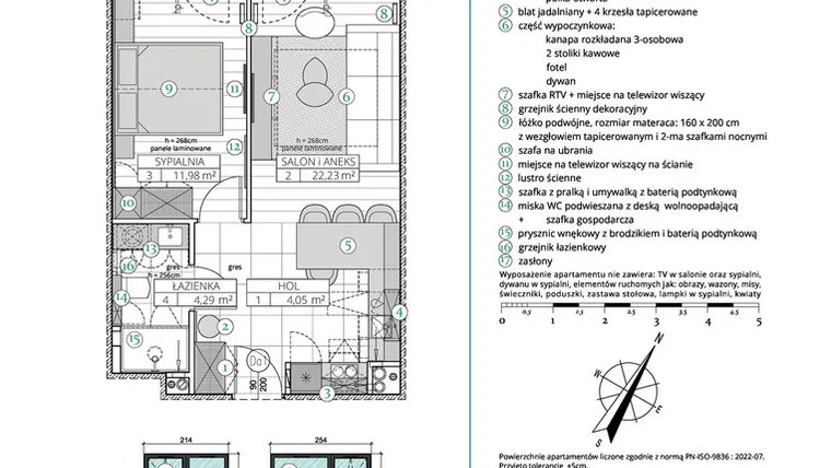 Rzut - Mieszkanie na sprzedaż 2 pokoje o powierzchni 42,55 m² - numer A.4.15 w Remedium
