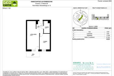 Rzut - Mieszkanie na sprzedaż 2 pokoje o powierzchni 42,5 m² - numer 13 w Symfonia Ptasia 28