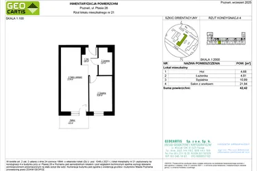 Rzut - Mieszkanie na sprzedaż 2 pokoje o powierzchni 42,42 m² - numer 21 w Symfonia Ptasia 28