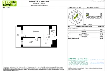 Rzut - Mieszkanie na sprzedaż 2 pokoje o powierzchni 48,49 m² - numer 34 w Symfonia Ptasia 28