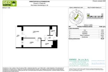 Rzut - Mieszkanie na sprzedaż 2 pokoje o powierzchni 48,49 m² - numer 28/34 w Symfonia Ptasia 28