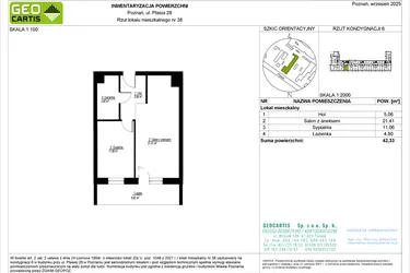 Rzut - Mieszkanie na sprzedaż 2 pokoje o powierzchni 42,33 m² - numer 38 w Symfonia Ptasia 28