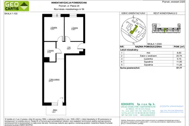 Rzut - Mieszkanie na sprzedaż 3 pokoje o powierzchni 57,77 m² - numer 56 w Symfonia Ptasia 28
