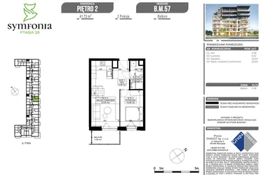 Rzut - Mieszkanie na sprzedaż 2 pokoje o powierzchni 41,61 m² - numer 28/59 w Symfonia Ptasia 28