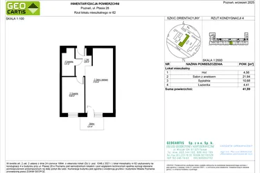 Rzut - Mieszkanie na sprzedaż 2 pokoje o powierzchni 41,59 m² - numer 62 w Symfonia Ptasia 28