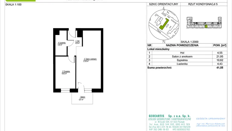 Rzut - Mieszkanie na sprzedaż 2 pokoje o powierzchni 41,55 m² - numer 66 w Symfonia Ptasia 28