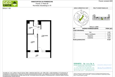 Rzut - Mieszkanie na sprzedaż 2 pokoje o powierzchni 41,57 m² - numer 28/70 w Symfonia Ptasia 28