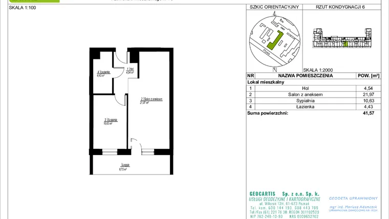 Rzut - Mieszkanie na sprzedaż 2 pokoje o powierzchni 41,57 m² - numer 70 w Symfonia Ptasia 28