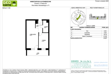 Rzut - Mieszkanie na sprzedaż 2 pokoje o powierzchni 41,57 m² - numer 28/71 w Symfonia Ptasia 28