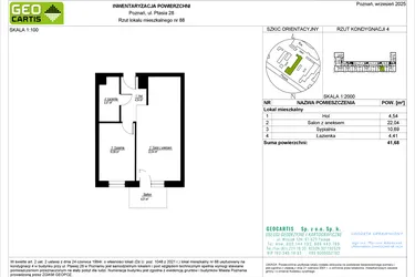 Rzut - Mieszkanie na sprzedaż 2 pokoje o powierzchni 41,68 m² - numer 88 w Symfonia Ptasia 28