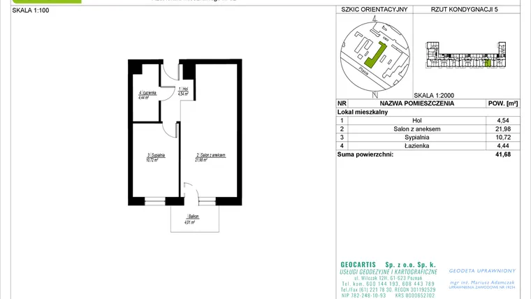 Rzut - Mieszkanie na sprzedaż 2 pokoje o powierzchni 41,68 m² - numer 28/92 w Symfonia Ptasia 28